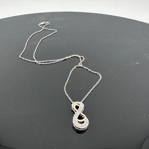 Beautiful INFINITY Necklace - 14kt Gold & Sterling Silver with Natural Diamonds - Picture 10 of 11